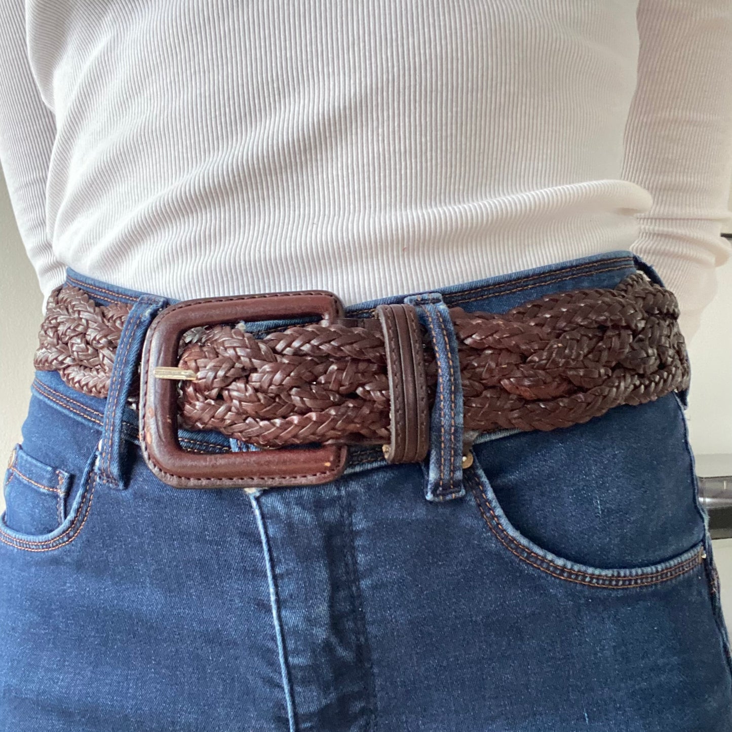 Dark brown braided belt