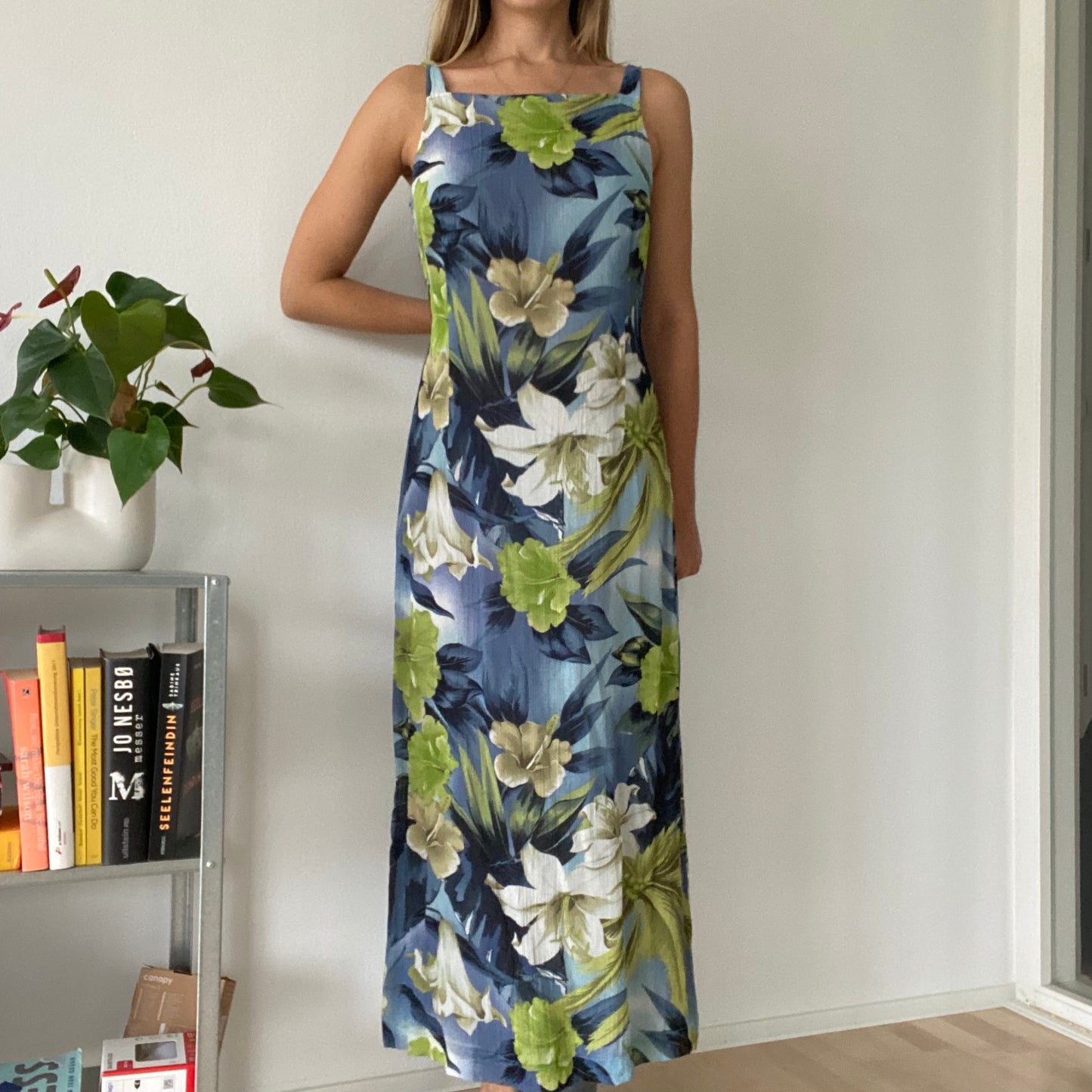 Blue flower maxi dress