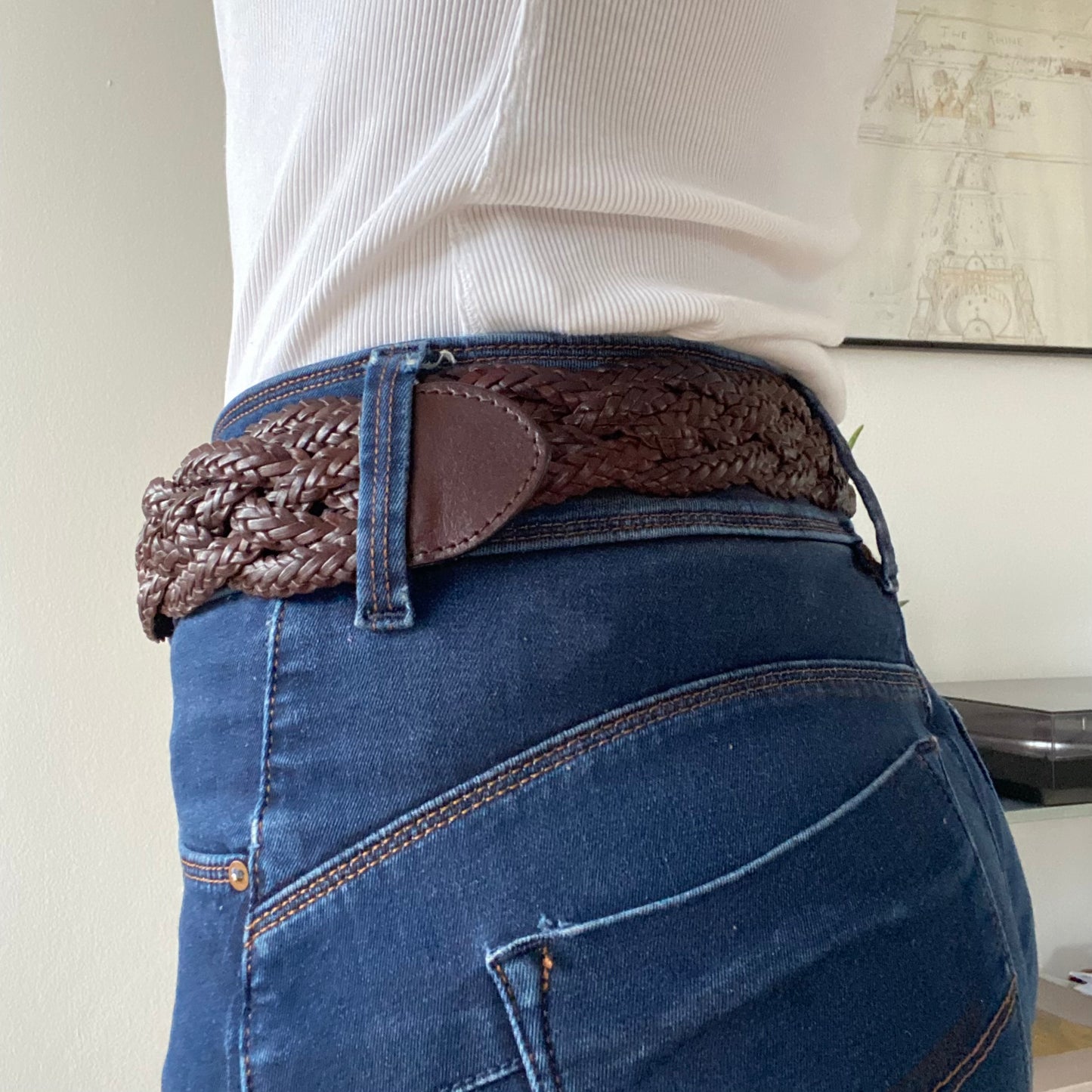 Dark brown braided belt