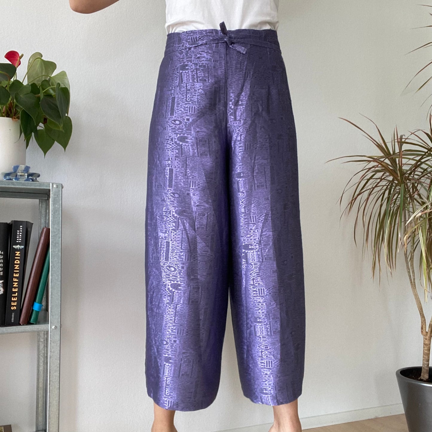Purple silk pants