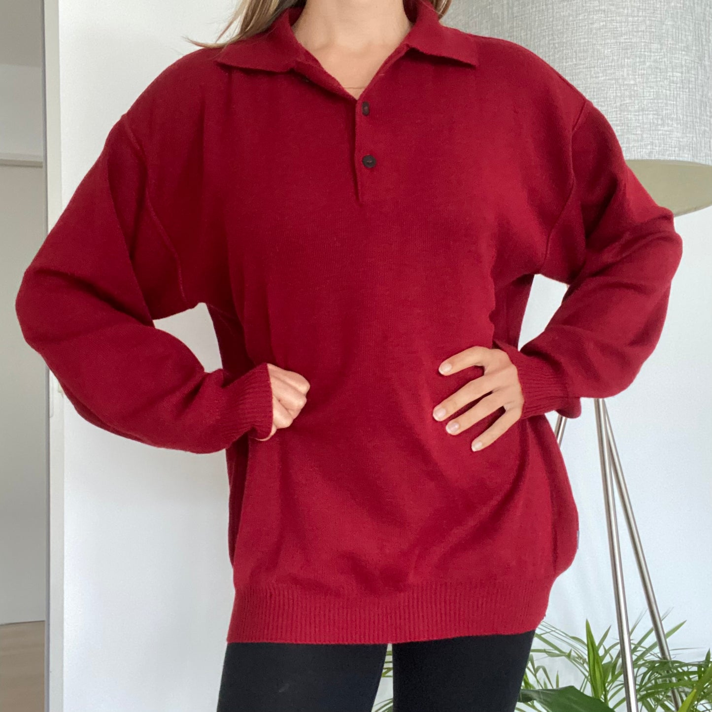 Red polo pullover