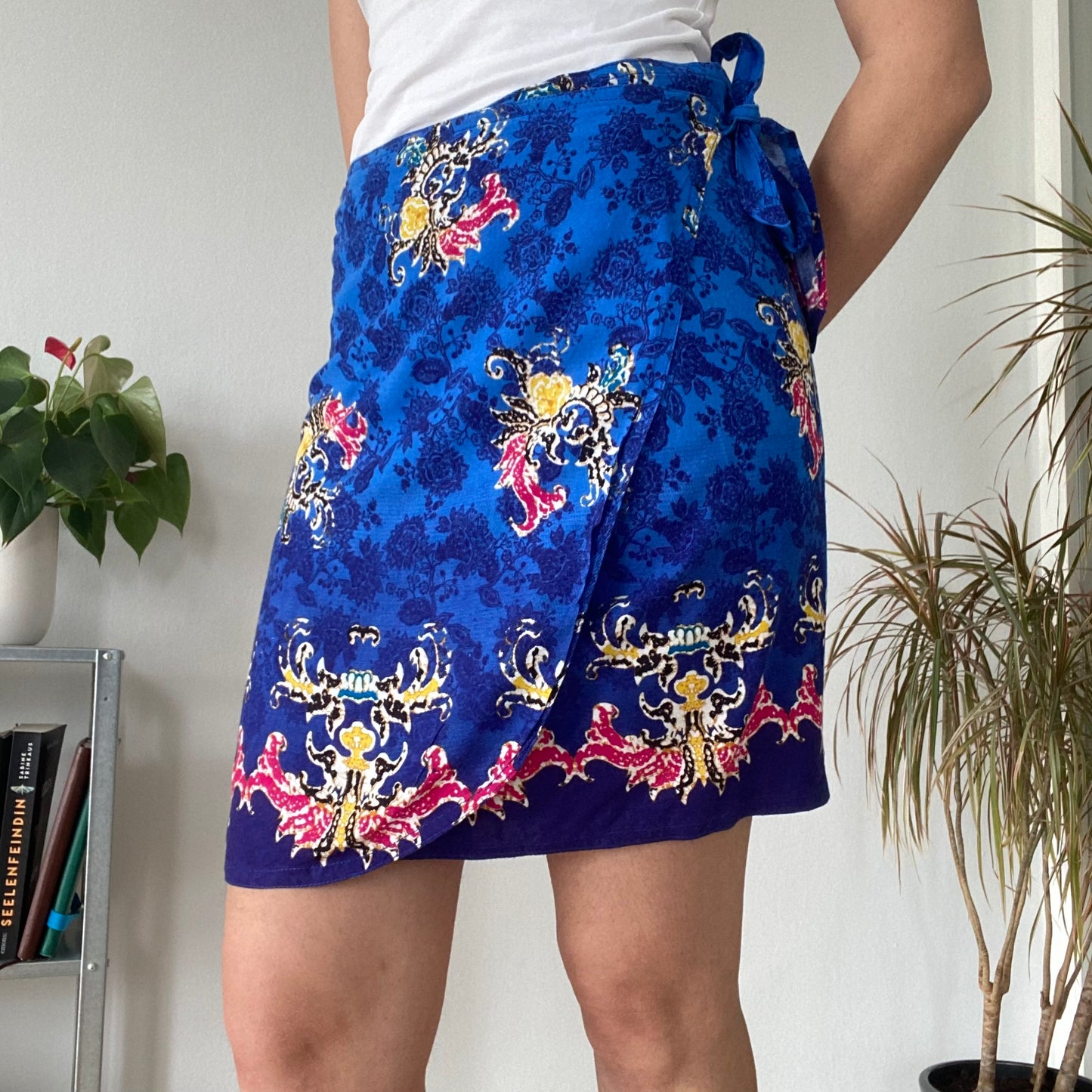 Vintage Royal Blue Baroque Wrap Skirt