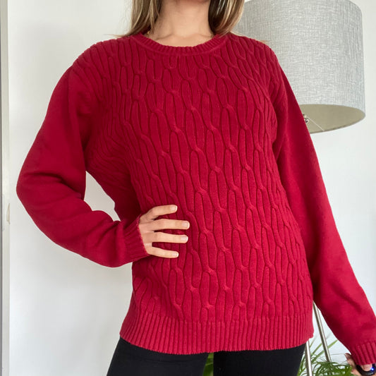 Red, chunky pullover