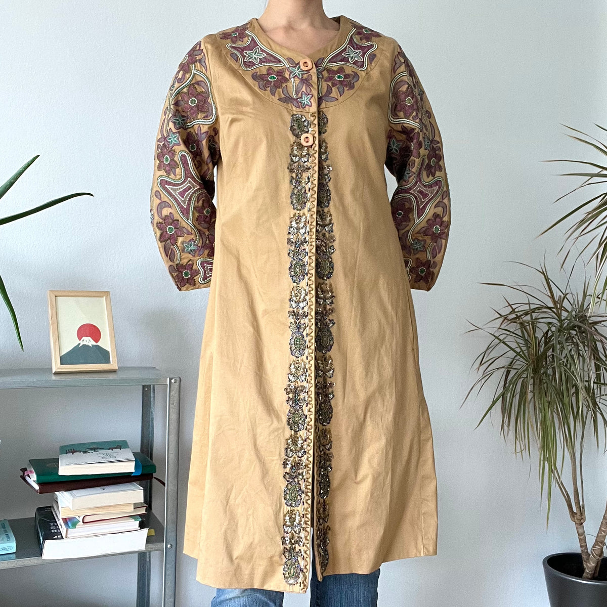 Vintage Embroidered Kaftan Belted jacket