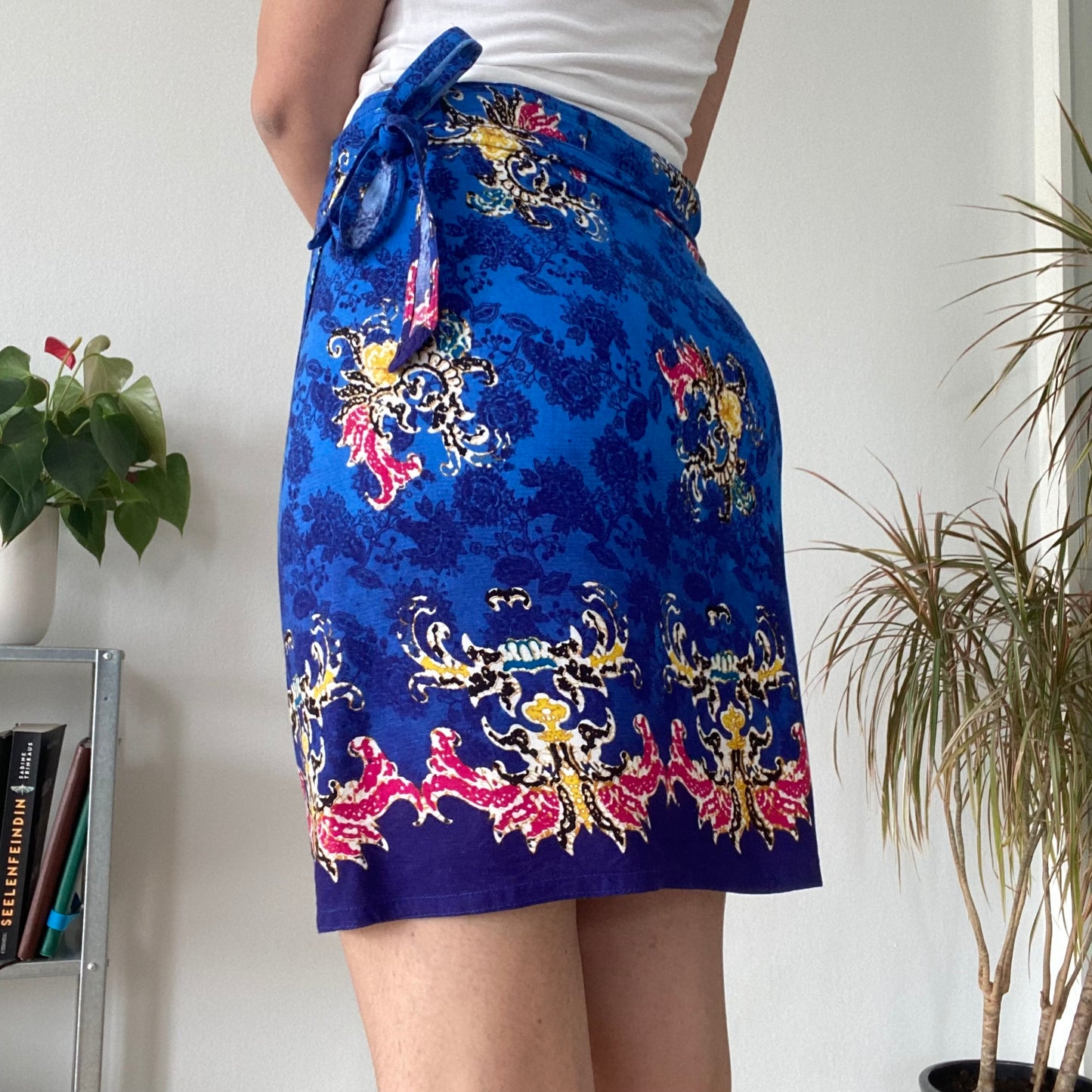 Vintage Royal Blue Baroque Wrap Skirt