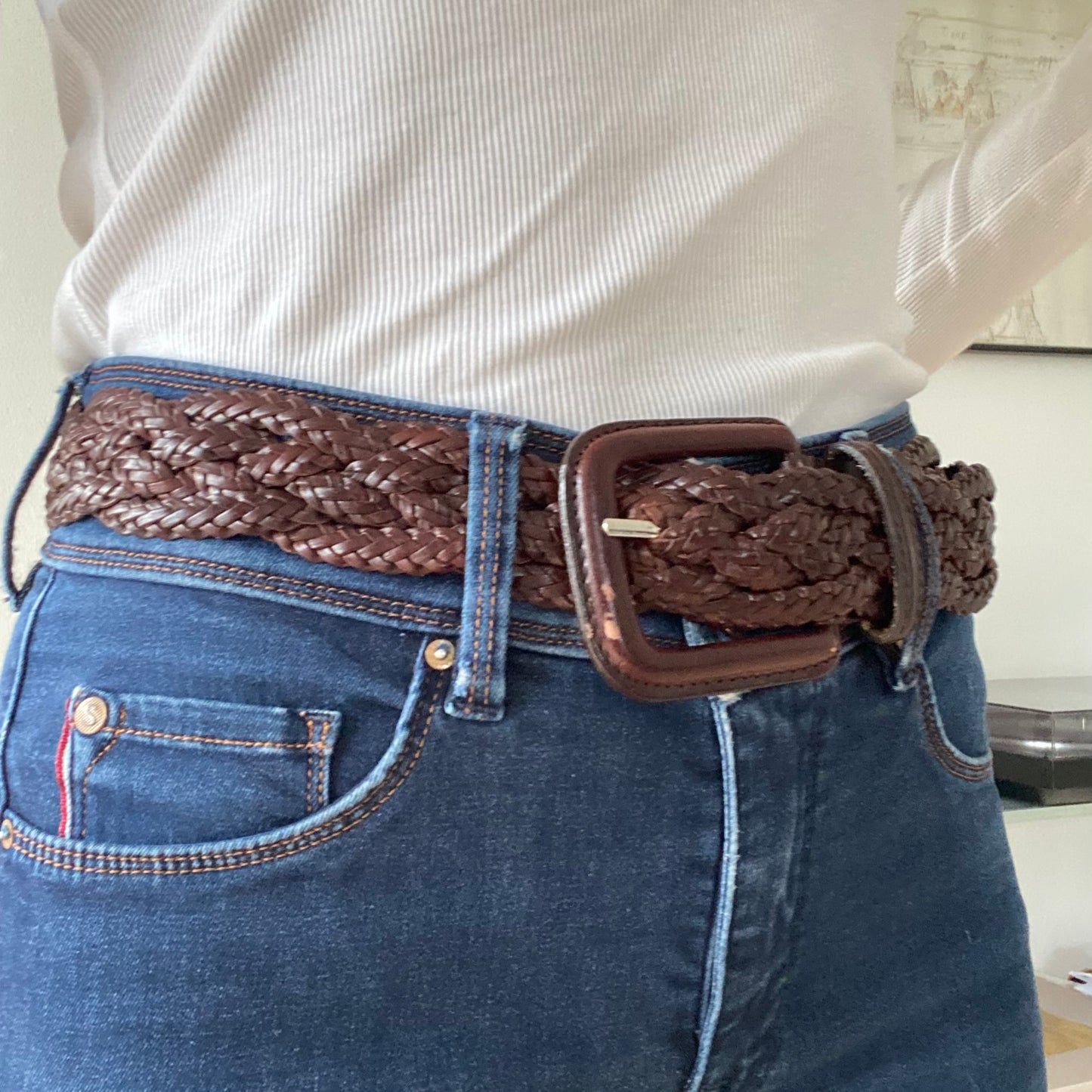 Dark brown braided belt