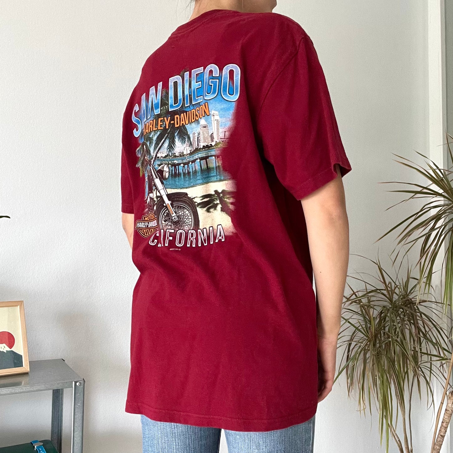 Harley Davidson, red T-shirt San Diego- Size L