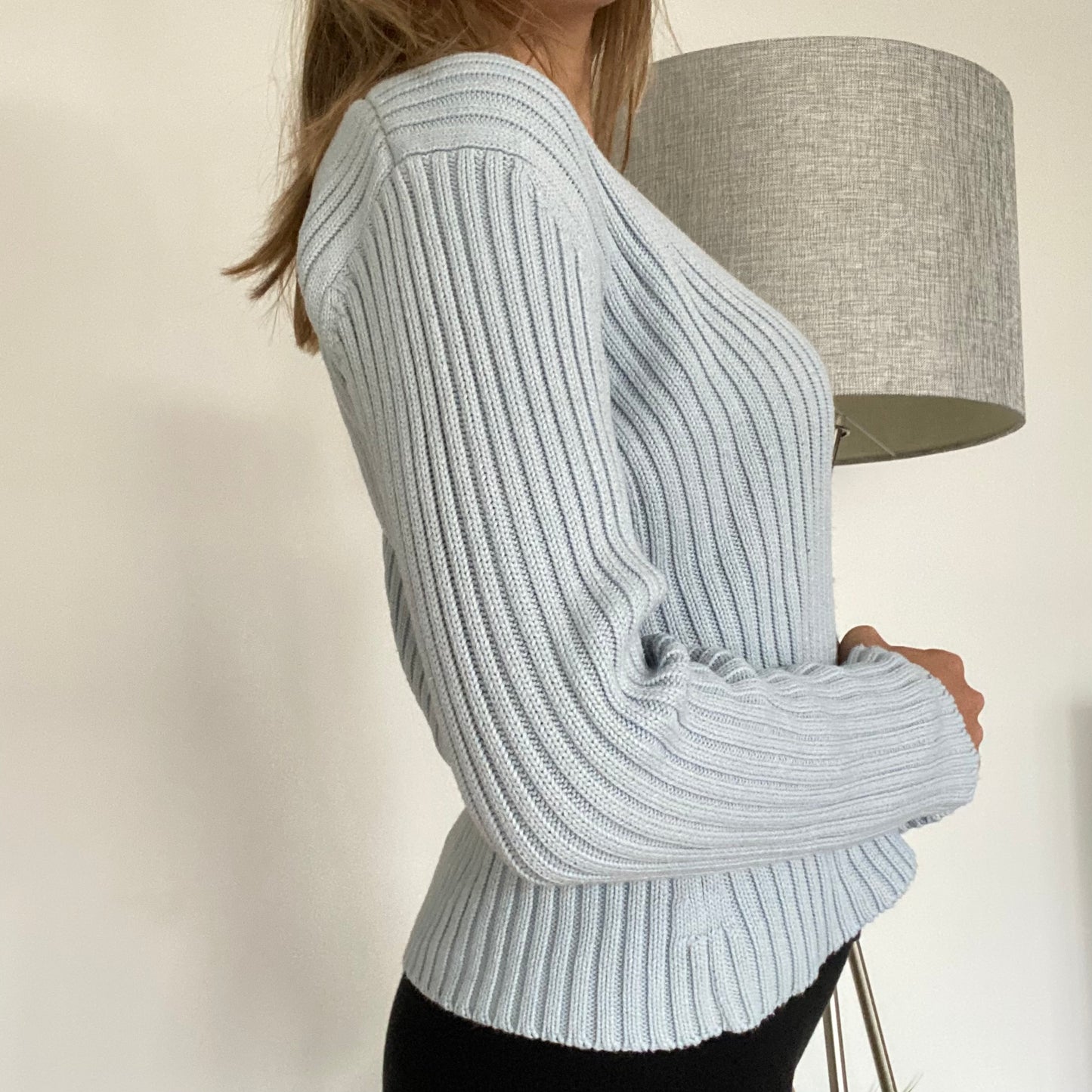 Blue V-neck pullover