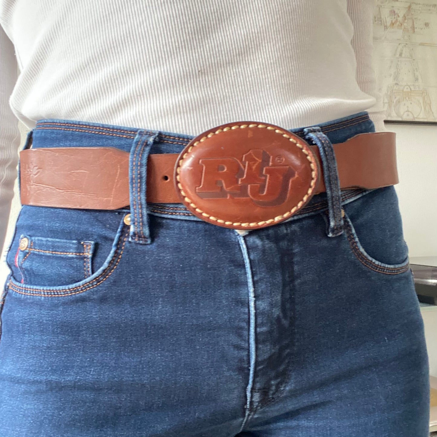 RIJ big buckle leather belt