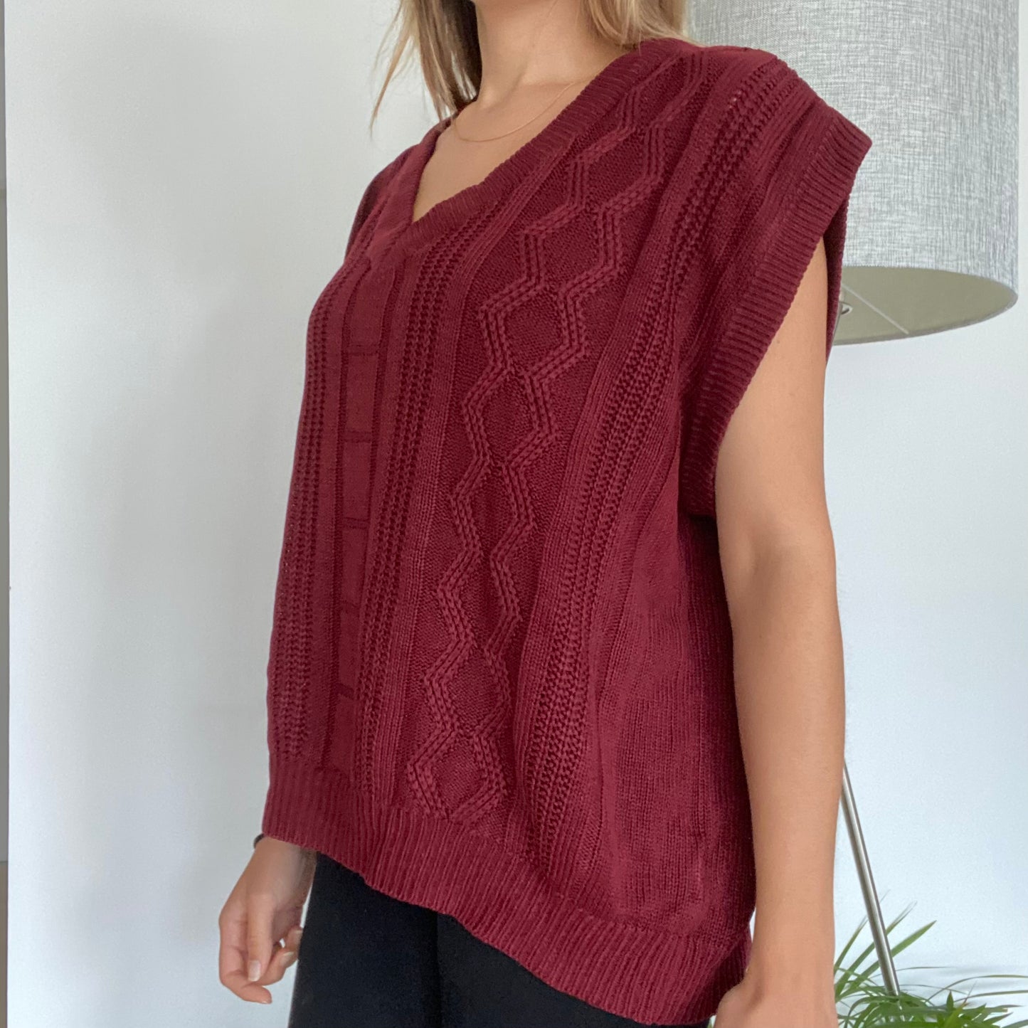 Burgundy loose vest