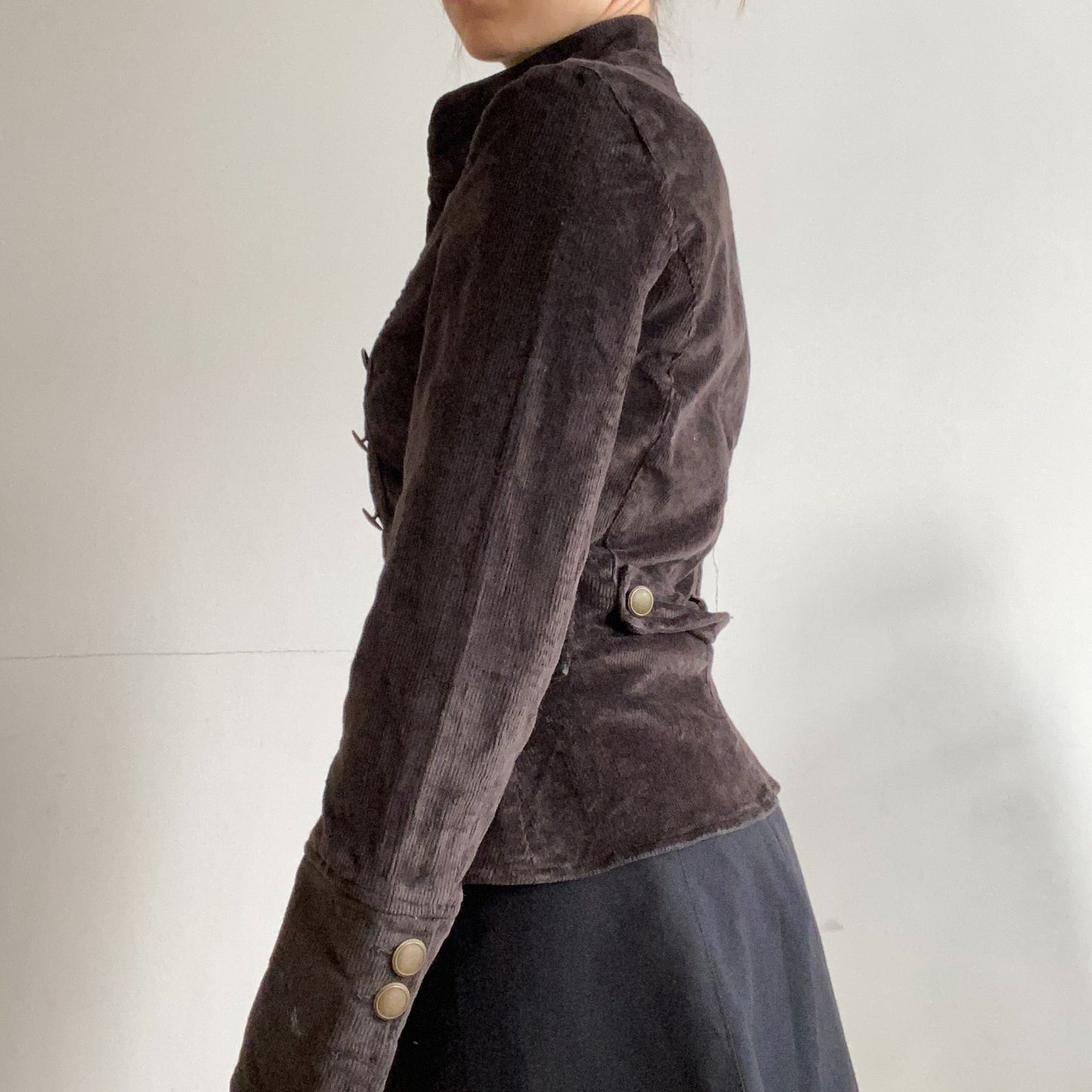 Corduroy short  jacket asymmetrical
