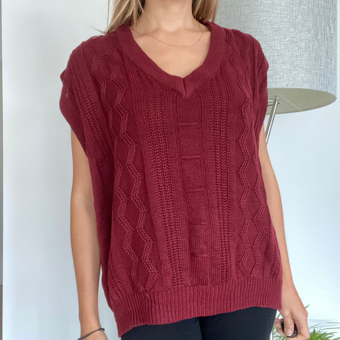 Burgundy loose vest