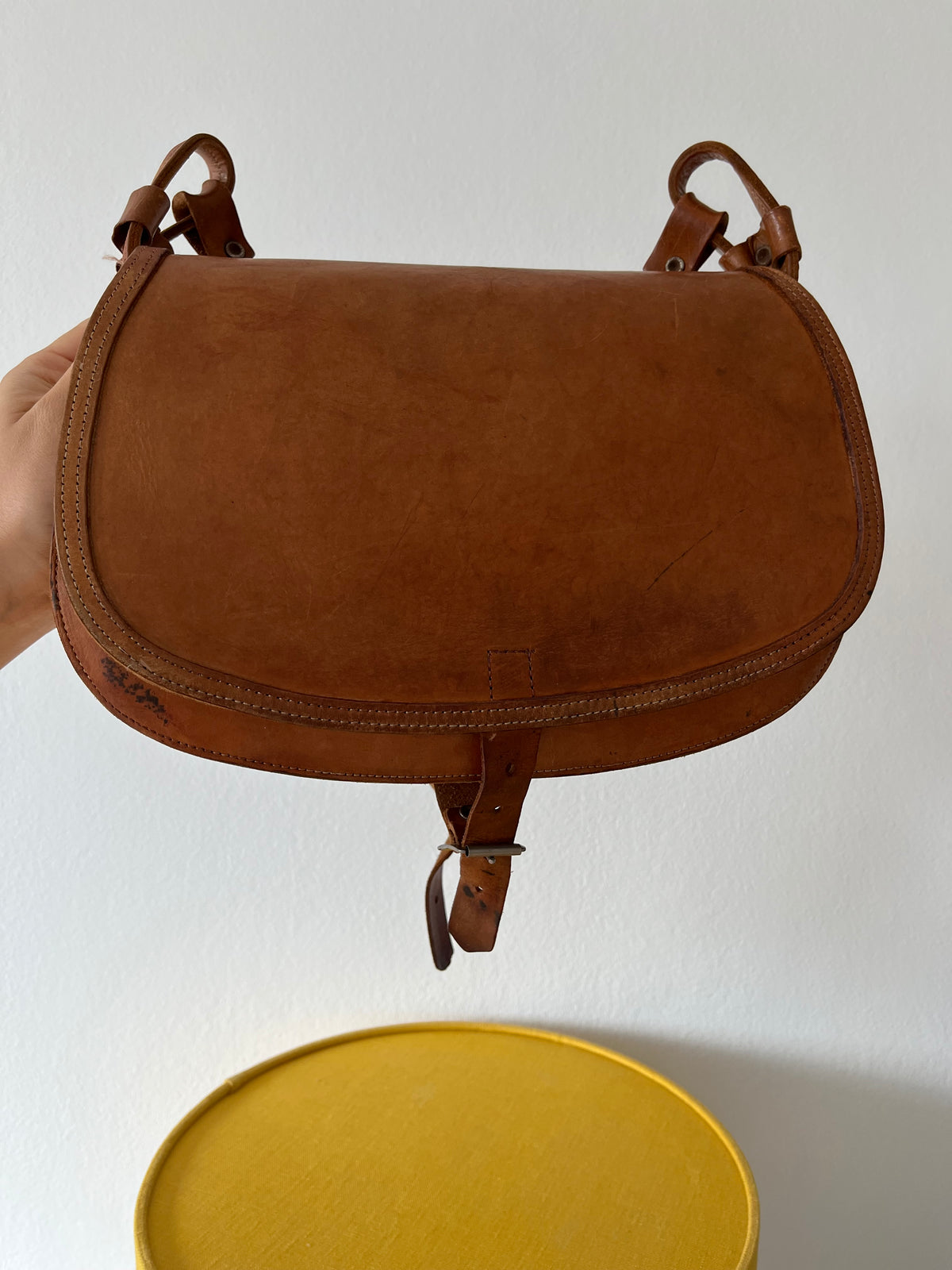 A vintage brown leather saddle