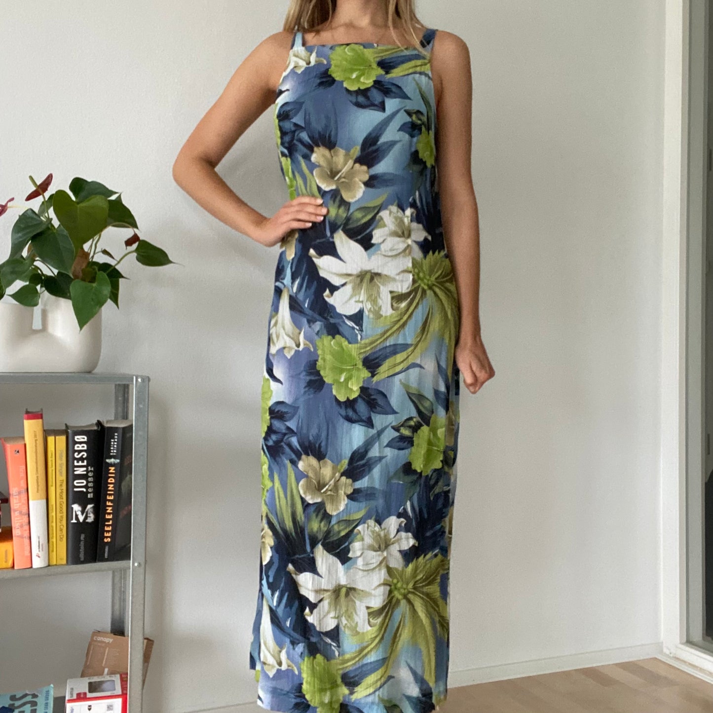 Blue flower maxi dress