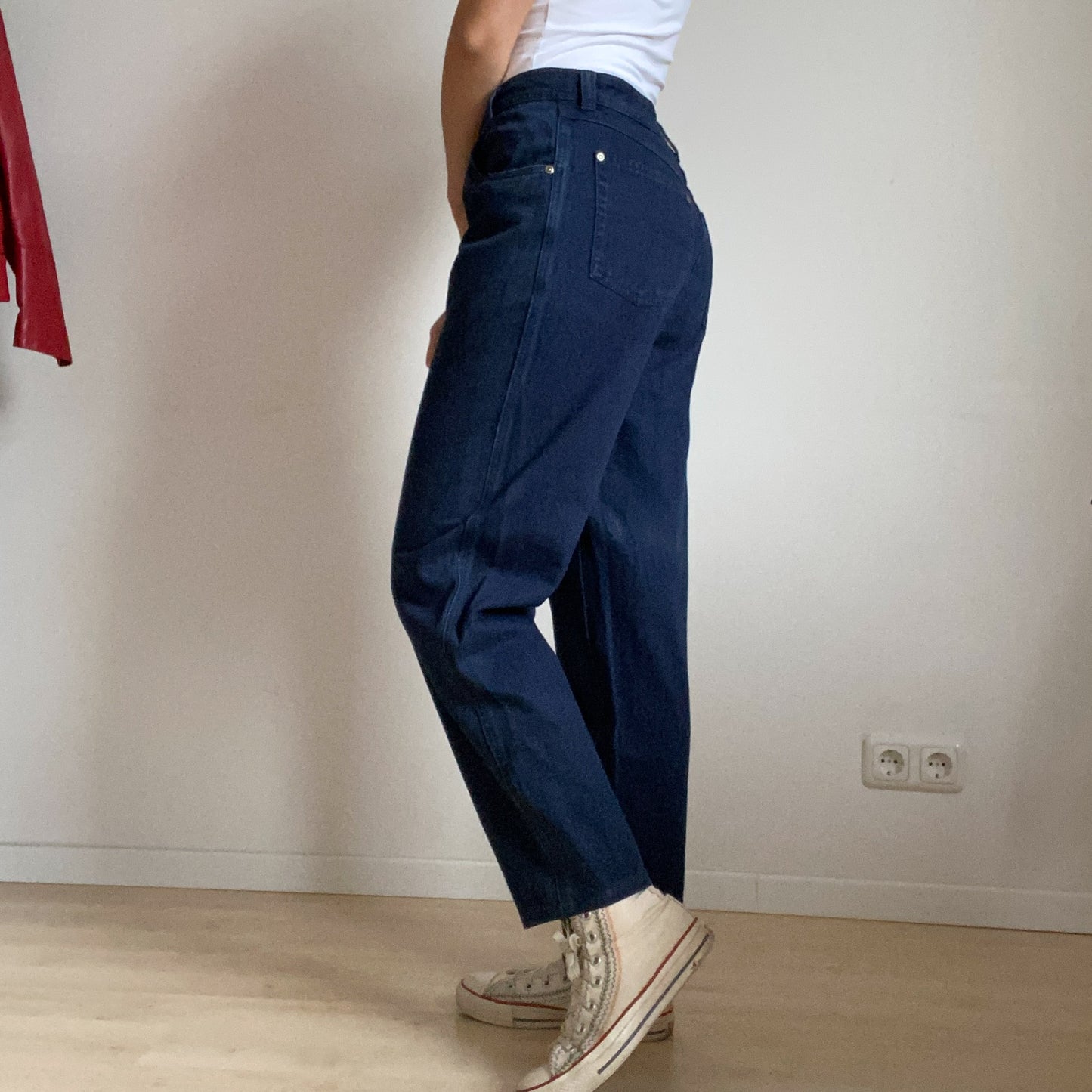 Dark blue trousers