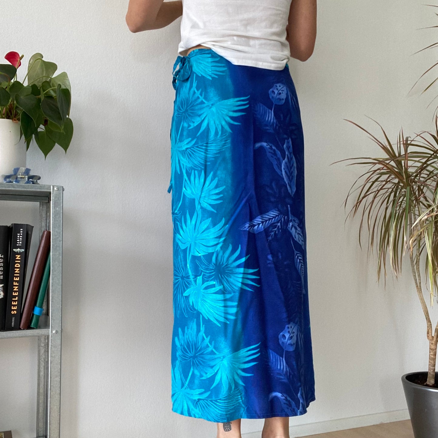 Wrap blue long skirt