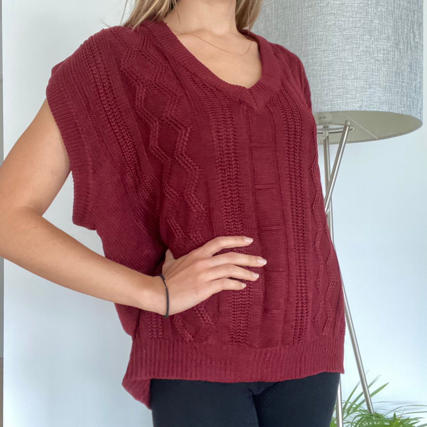 Burgundy loose vest