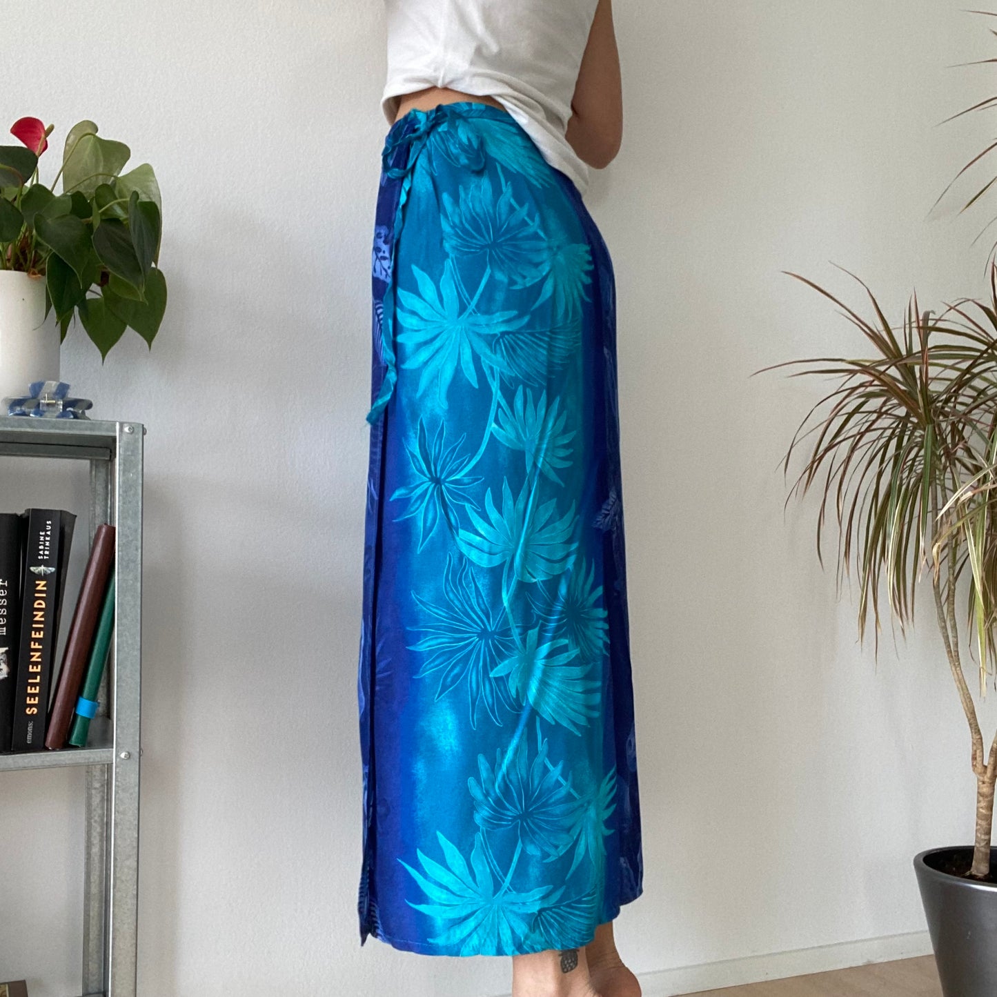 Wrap blue long skirt