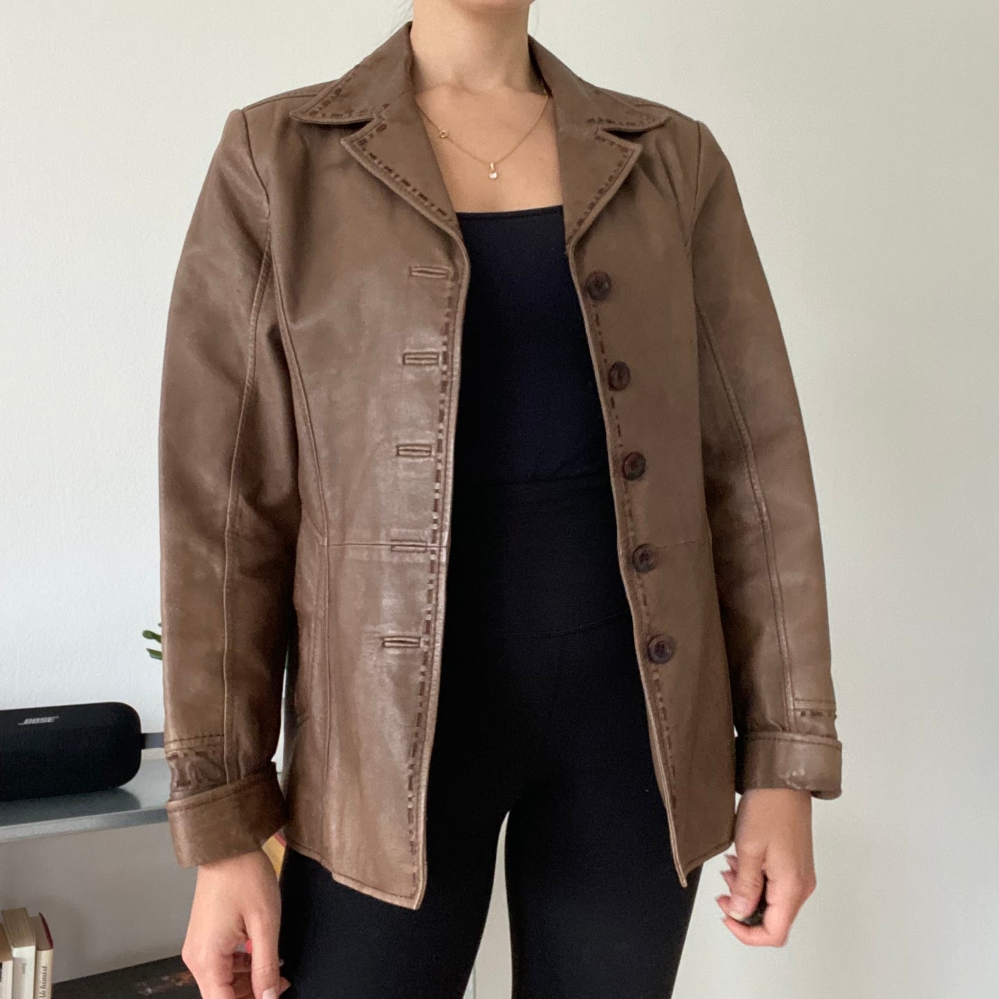 Brown leather jacket