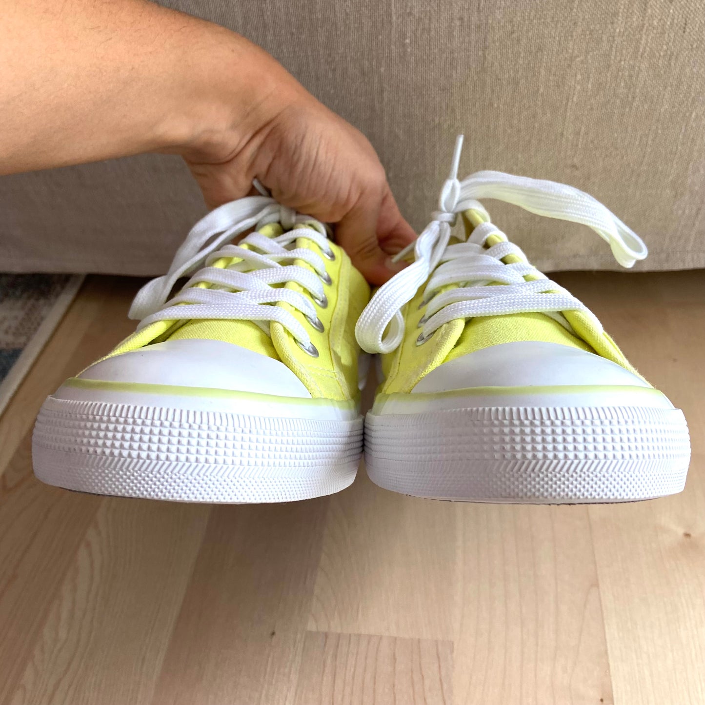 Yellow fila sneakers