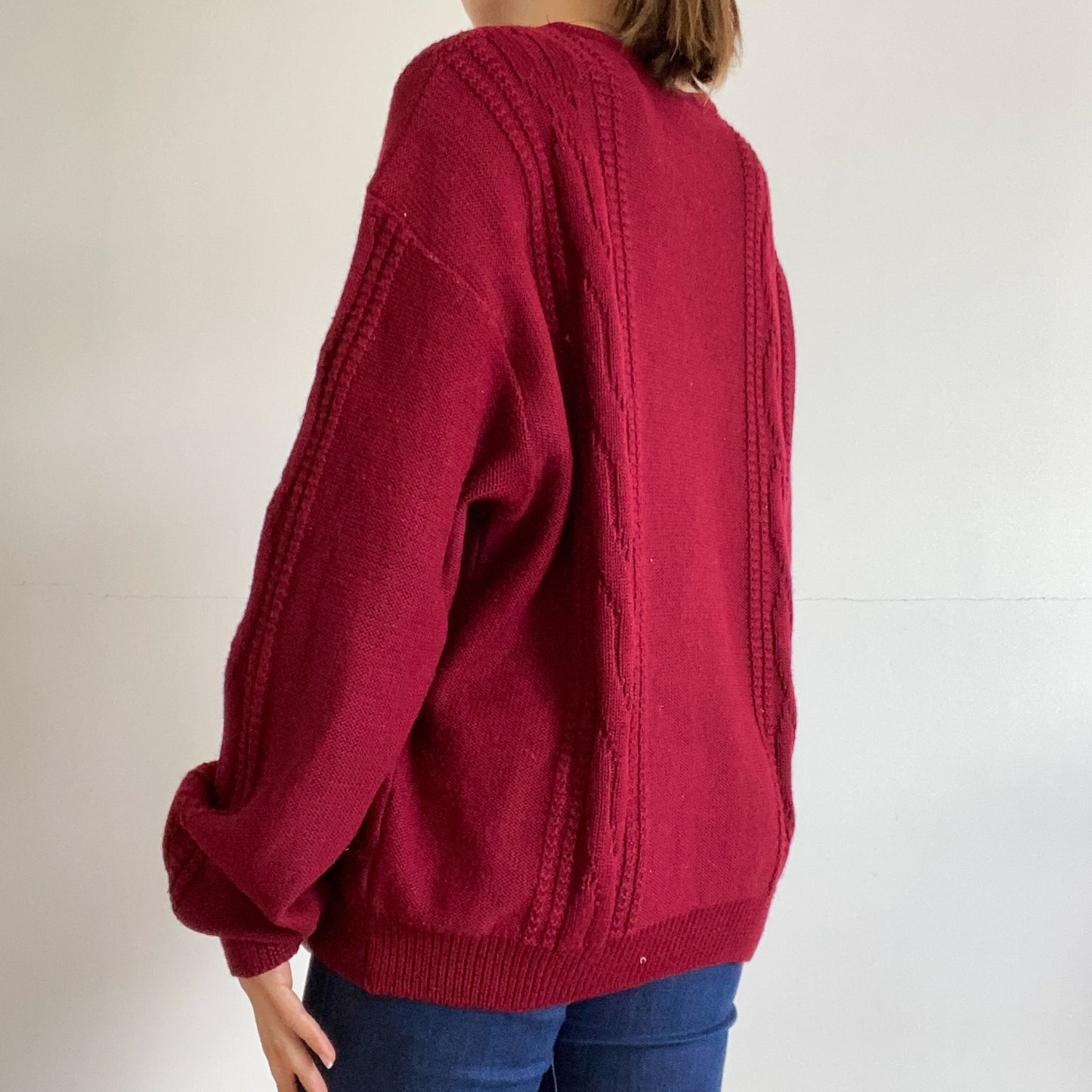 90s burgundy cardigan oversize