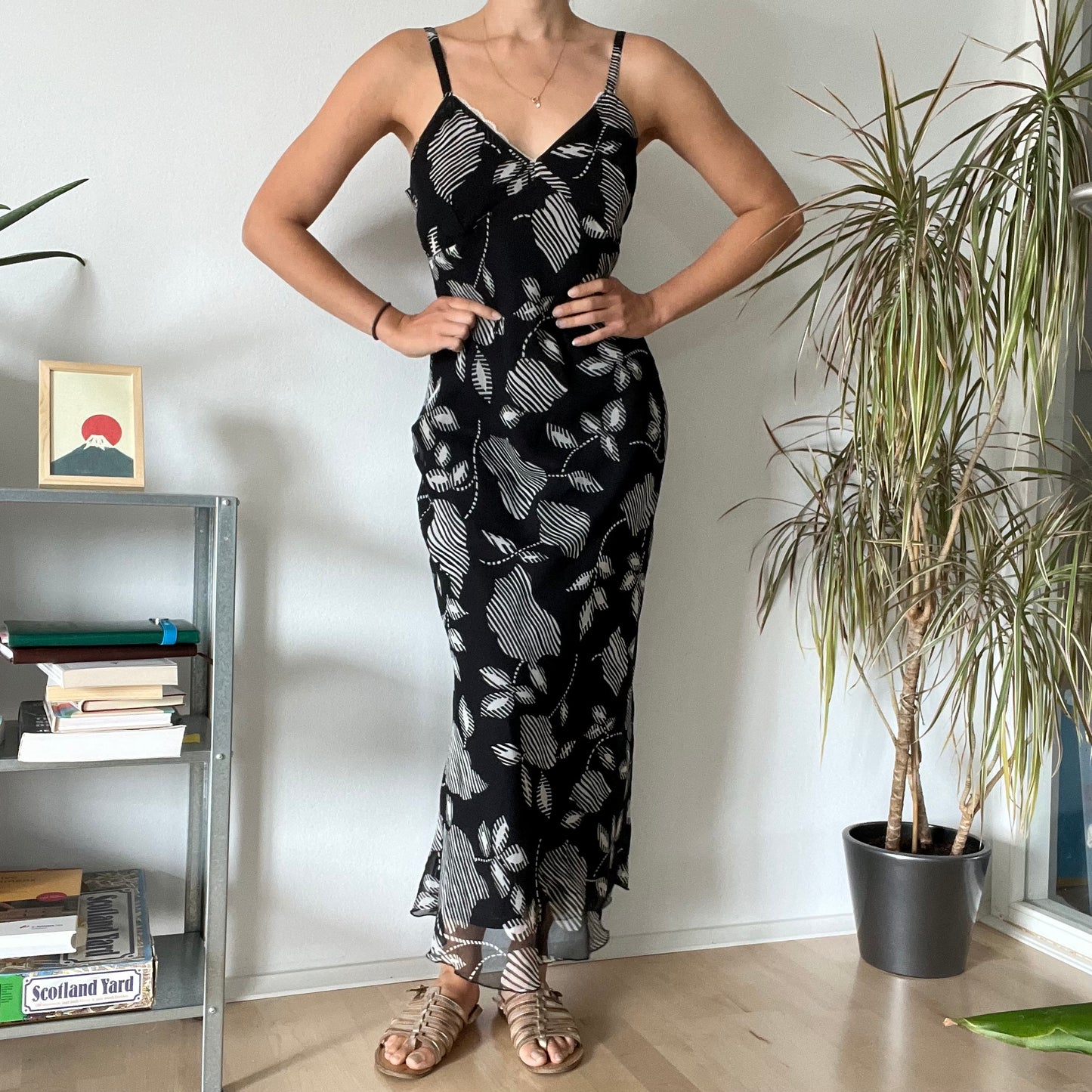 Vintage Abstract Print Maxi Dress-size M