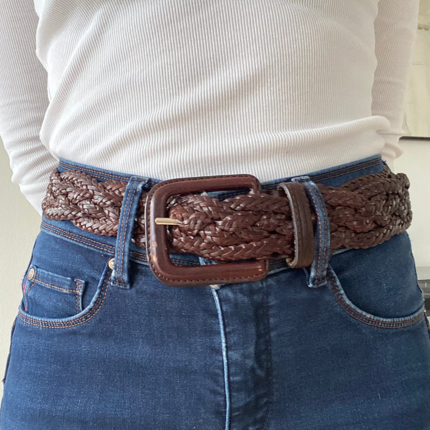 Dark brown braided belt
