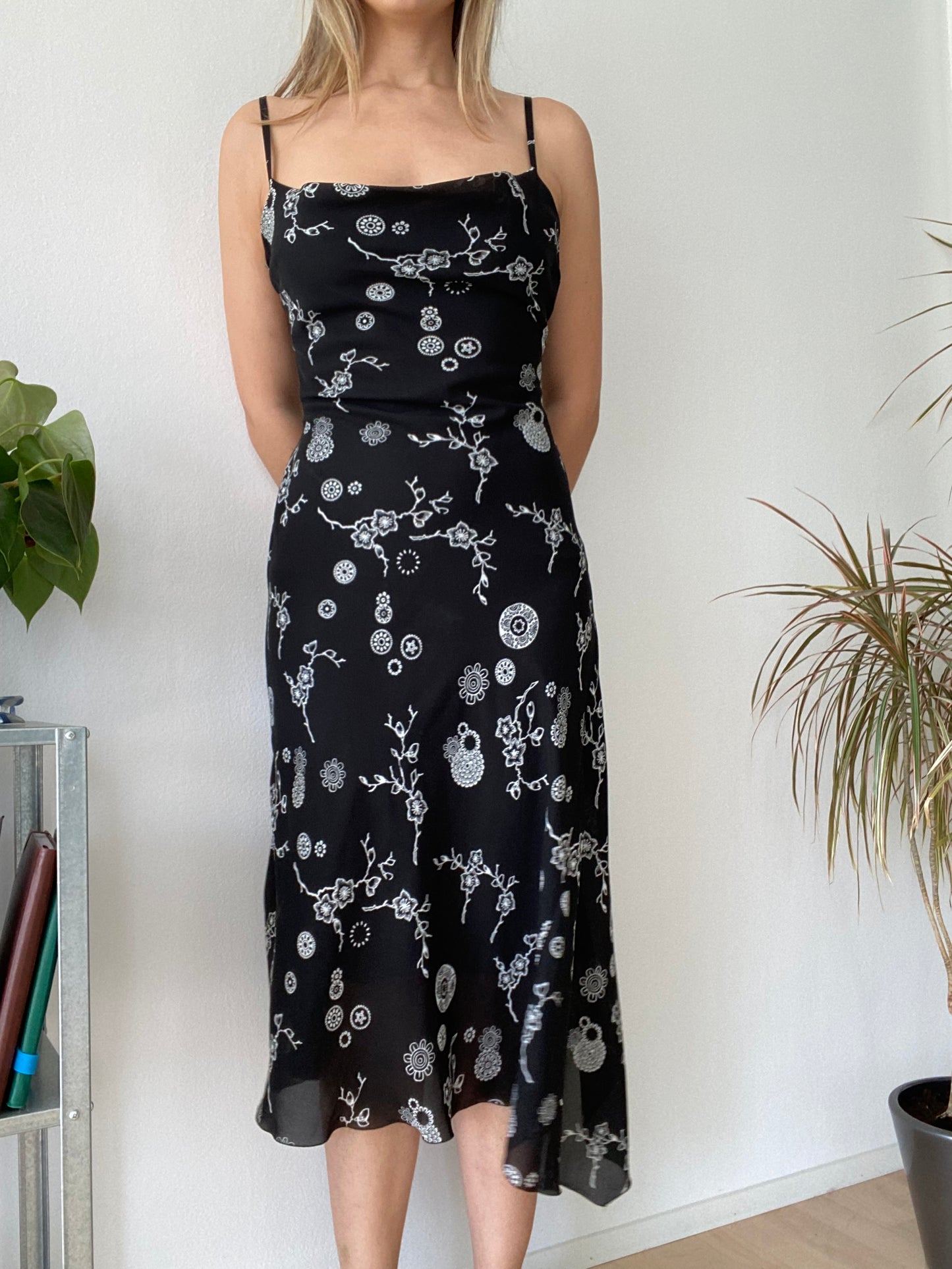 Black 90s asymmetrical dress