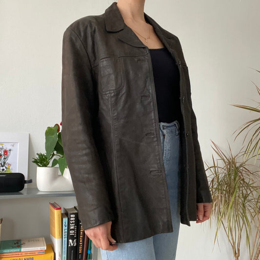 Unisex Vintage Brown buffalo Leather Jacket