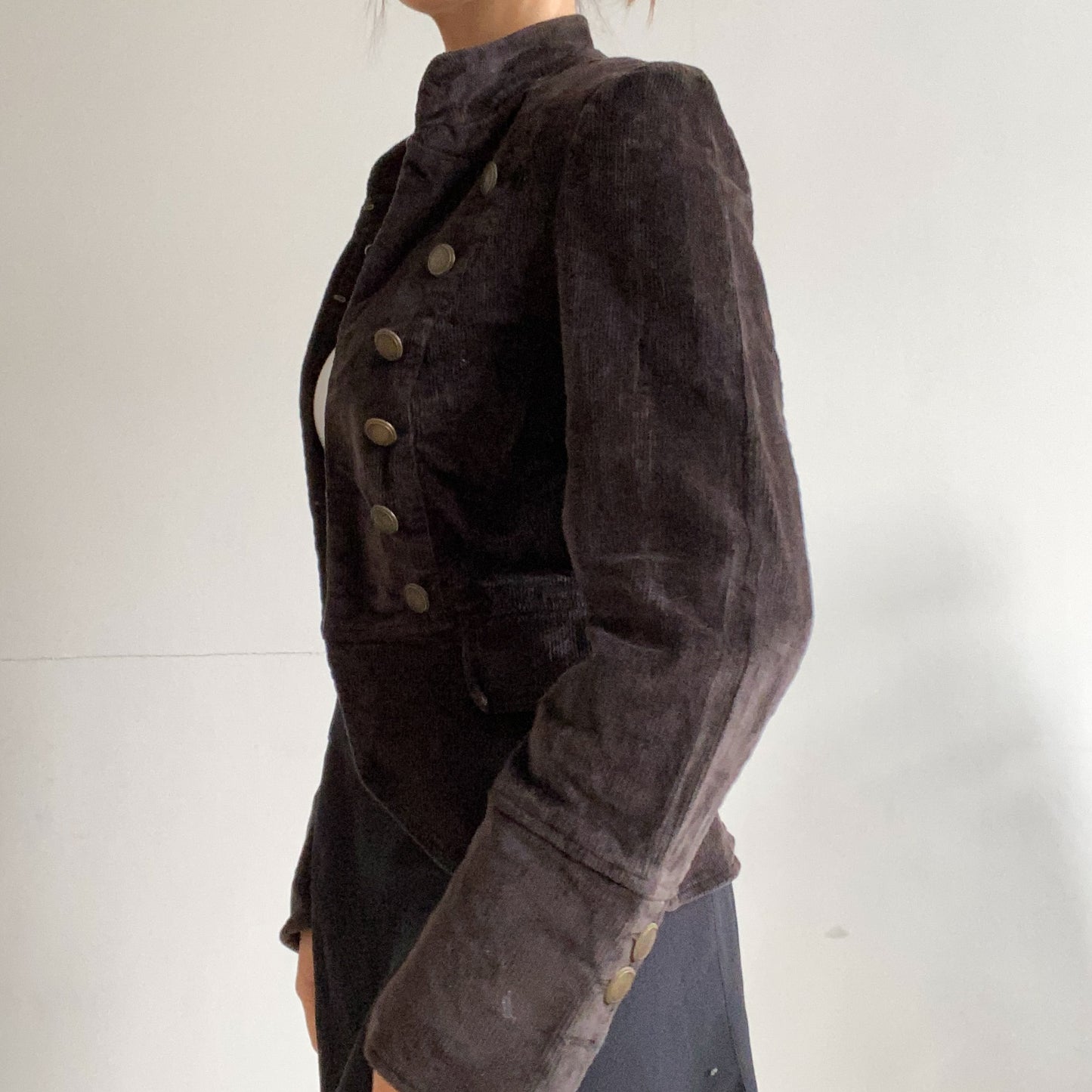 Corduroy short  jacket asymmetrical