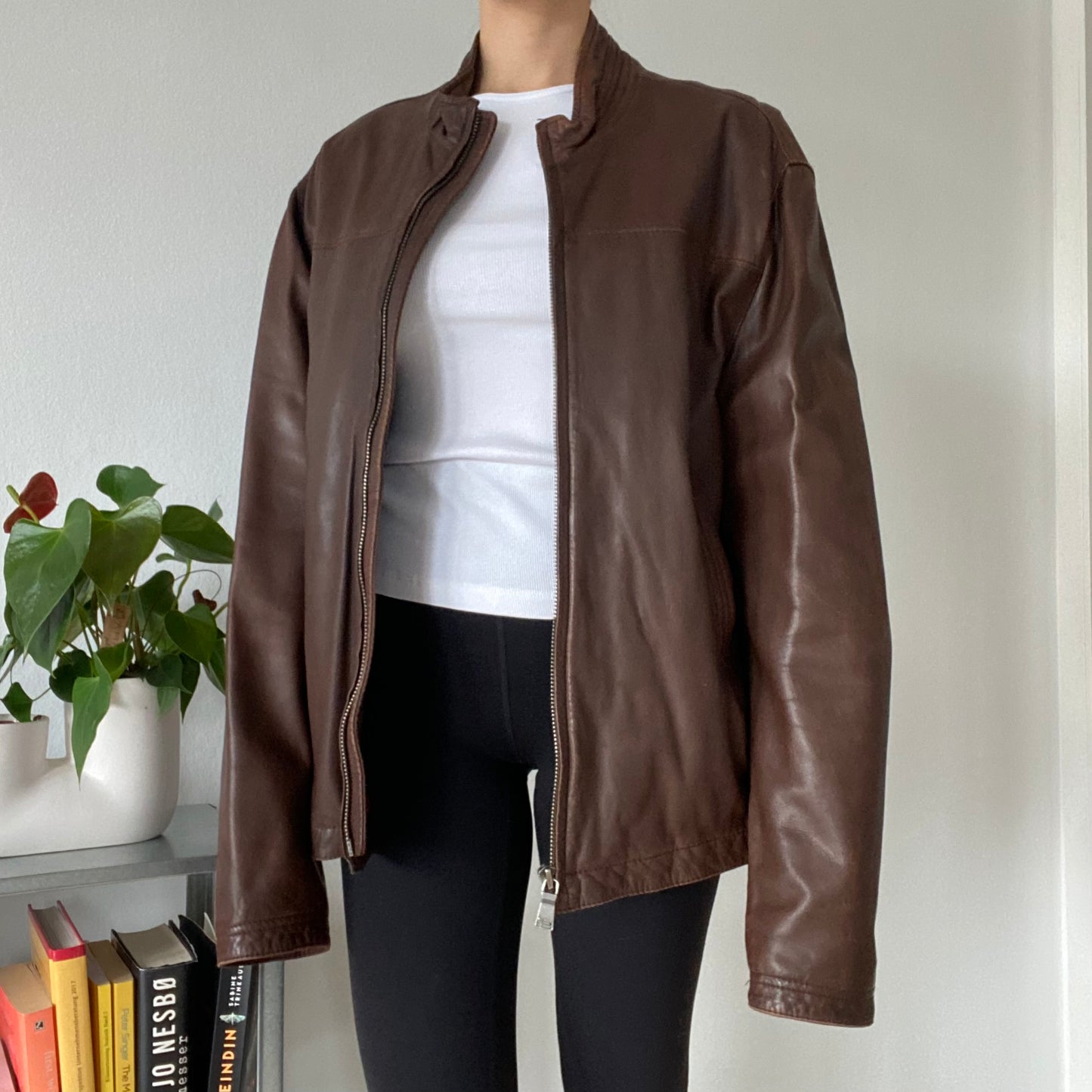 Brown leather jacket Men size