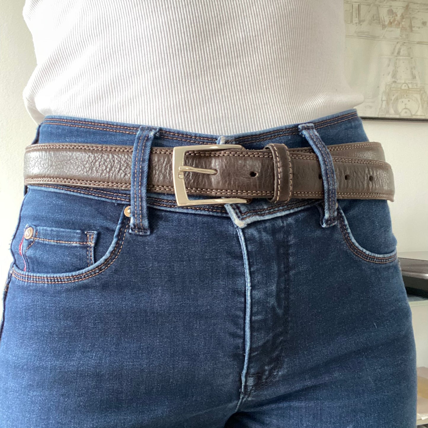 Real Leather Belt for Jeans – Brown