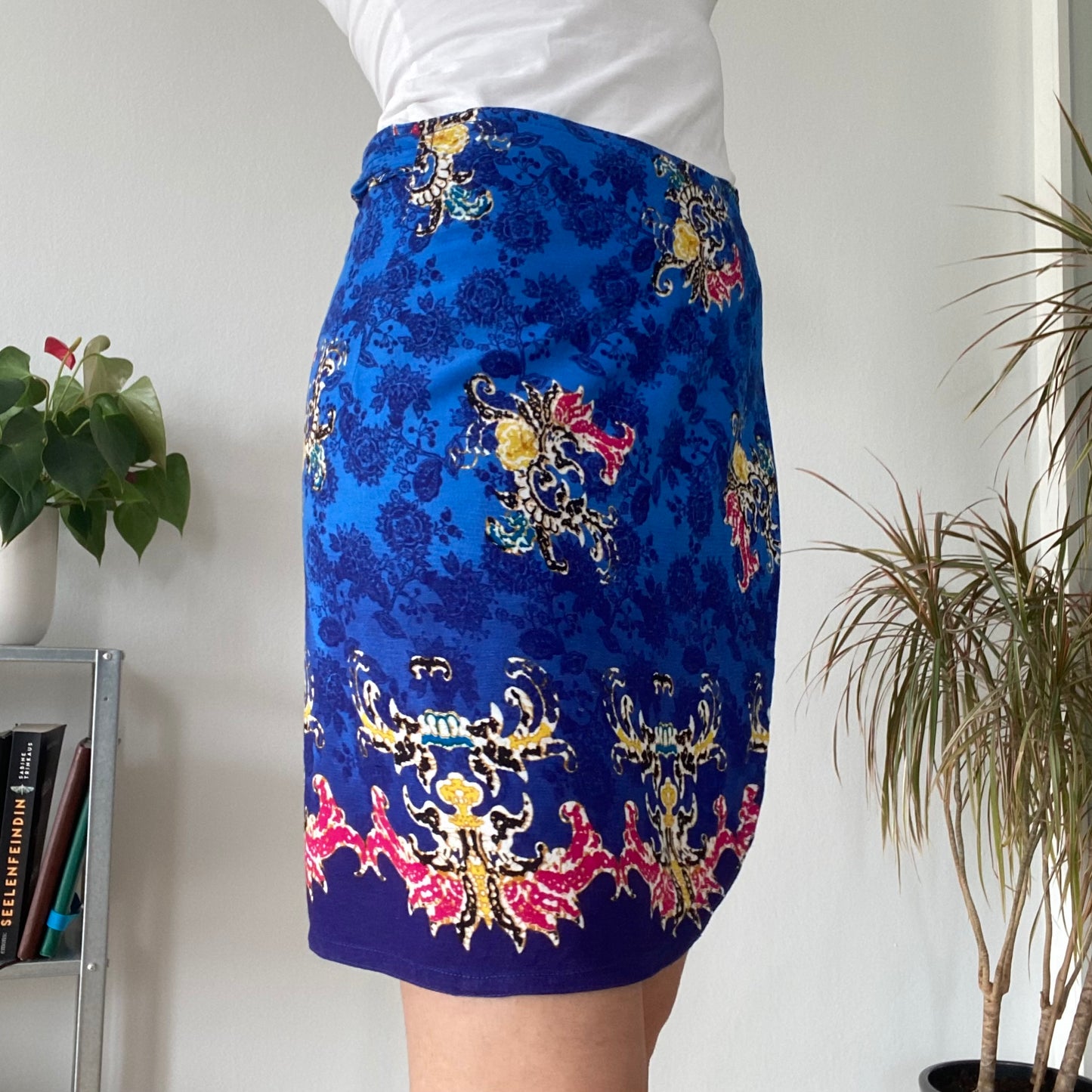 Vintage Royal Blue Baroque Wrap Skirt