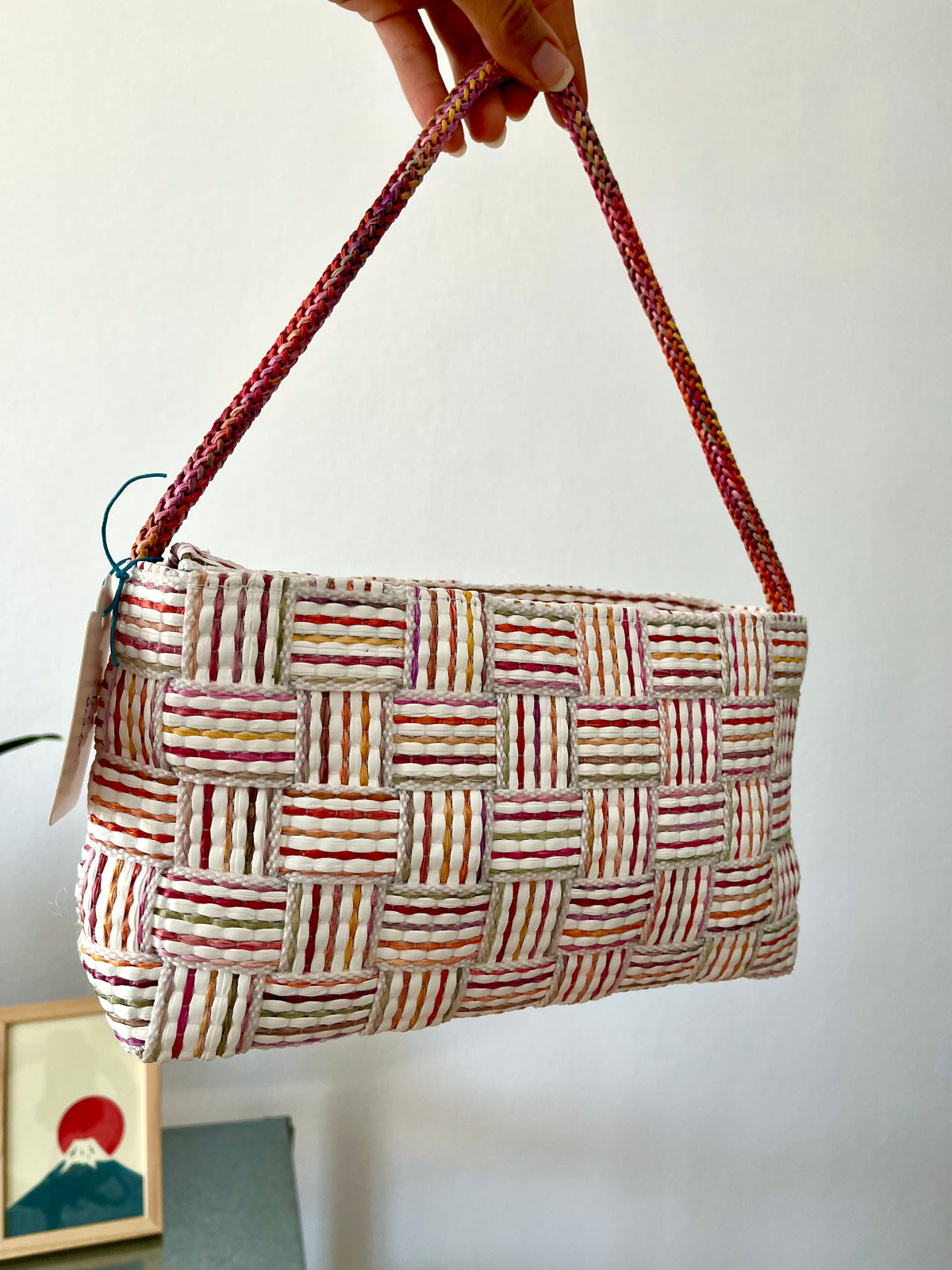 Pink Woven Shoulder Bag by Alma Creazioni – Made in Italy Textured Handbag