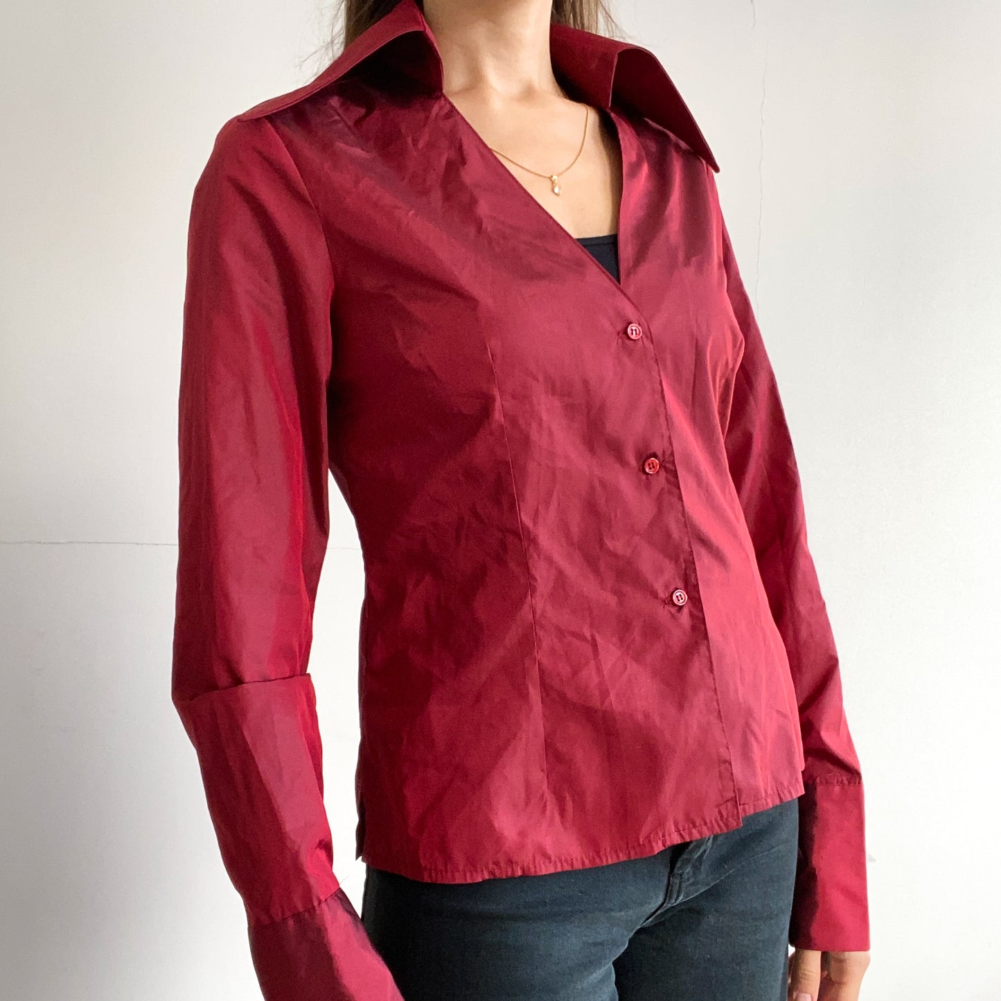 Formal red tunic blouse