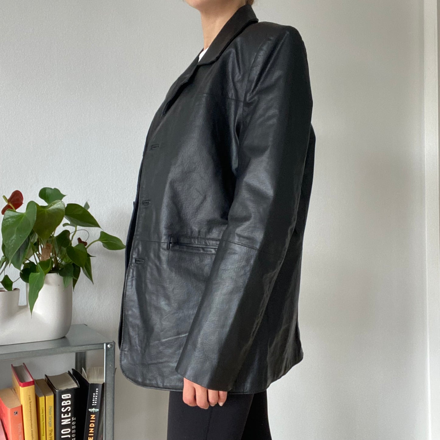 Black leather jacket men size