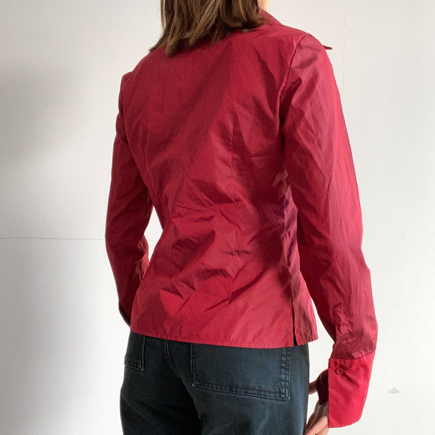 Formal red tunic blouse